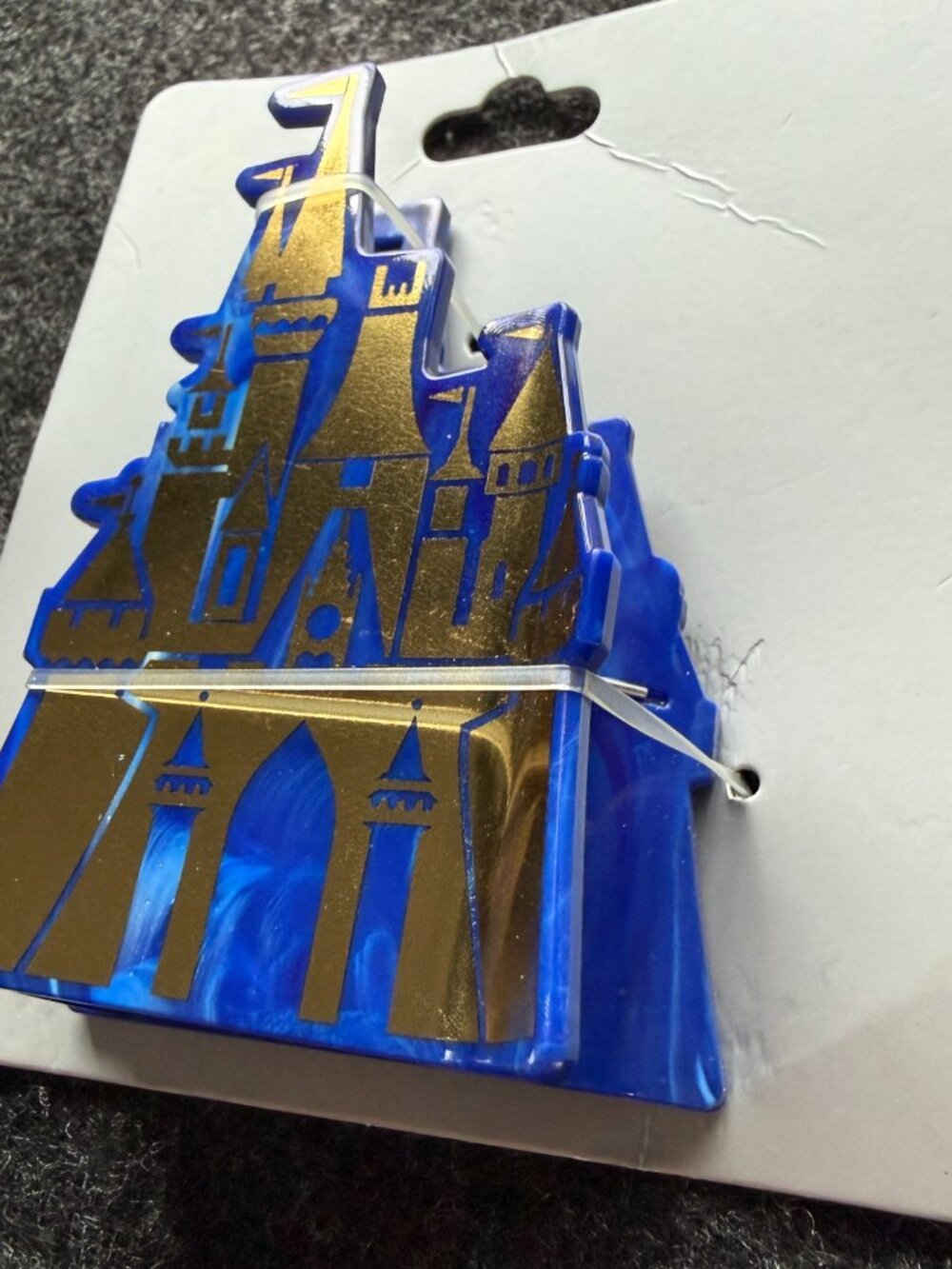 Disney Parks Castle Hair Clip Blue Gold New - Picture 3 of 7